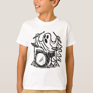 Camiseta Trendy Halloween Spooky fantasma toca tambores