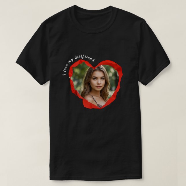 Camiseta Trendy I love my Girlfriend Red Heart Personalizad (Diseño del anverso)
