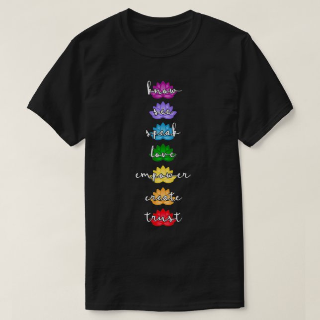 Camiseta Trendy Lotus Chakra Rainbow (Diseño del anverso)