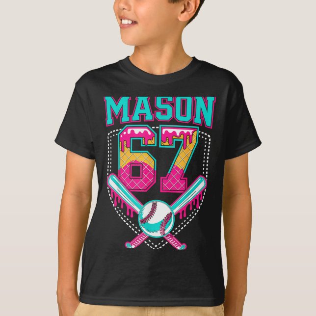 Camiseta Trendy Mason 67 Mem Ice Cream Drip Baseball Birthd (Anverso)