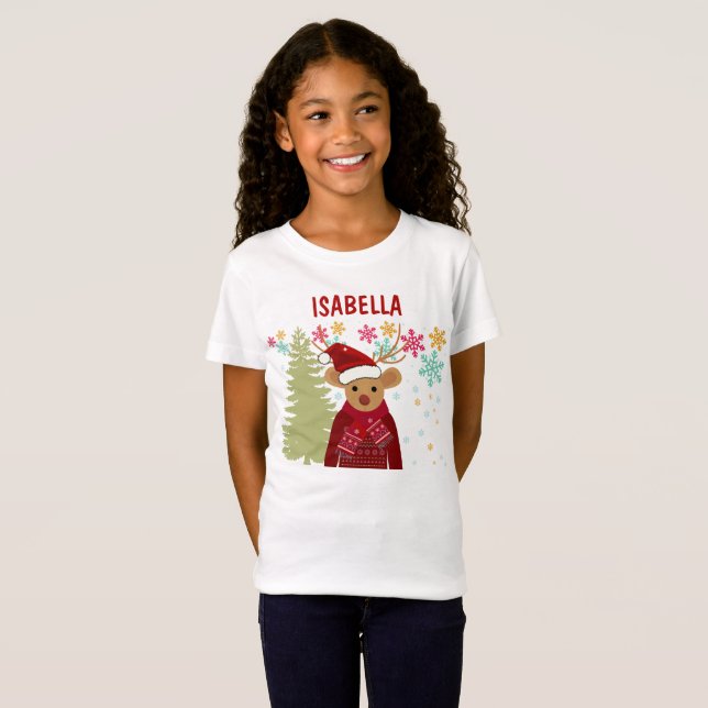 Camiseta Trendy Matching Cute Red Nose Reindeer Christmas (Anverso completo)
