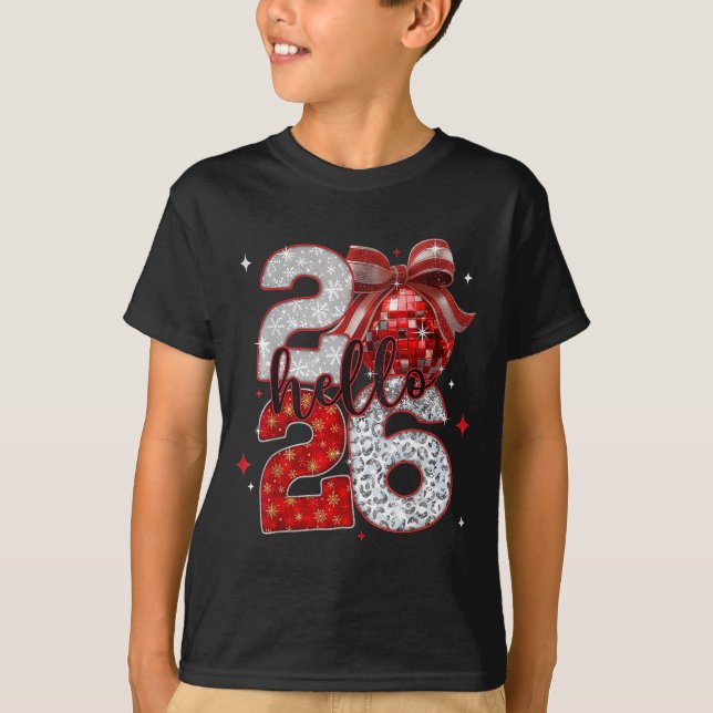 Camiseta Trendy New Year’s Eve Hello 2026 Happy New Year Fa (Anverso)