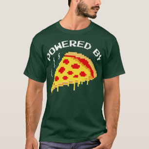 Camiseta Trendy Powered By Pizza Pixel Gaming Humor Premium