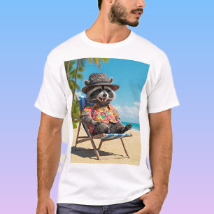 Camiseta Trendy Unisex Raccoon Print T-Shirt - Cool, Fun
