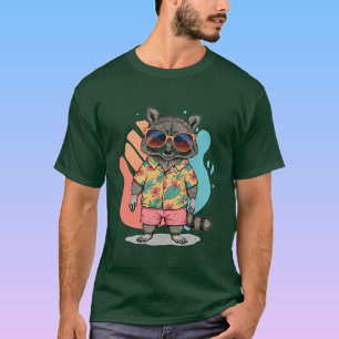 Camiseta Trendy Unisex Raccoon Print T-Shirt - Cool, Fun