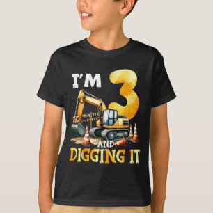 Camiseta Tres 3 años Cumpleaños Construcción Niño 3 Años de