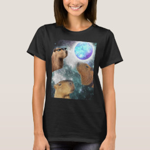 Camiseta Tres 3 lunas Capybaras espacio Rodent Animal Parod