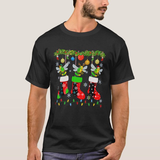Camiseta Tres abejas en Navidad sudan graciosos Navidades f (Anverso)