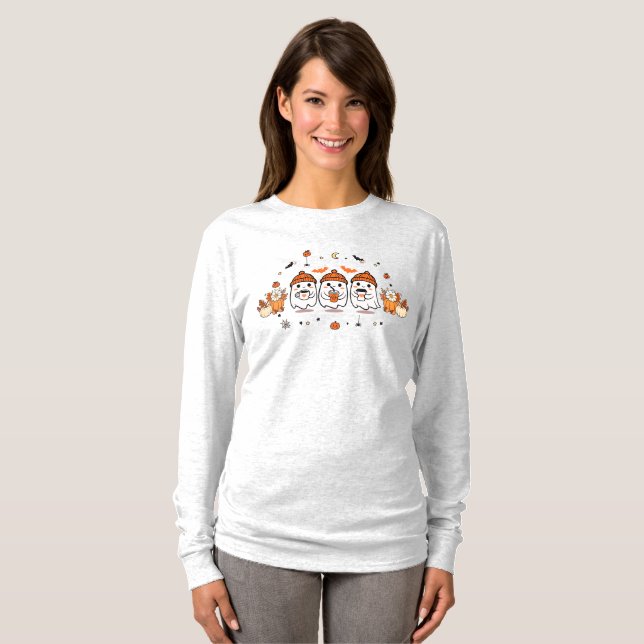 Camiseta Tres adorables fantasmas beben café (Anverso completo)