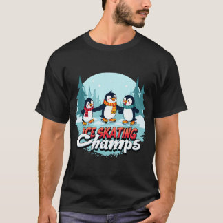 Camiseta Tres alegres pingüinos sosteniendo "ICE SKATING Ch