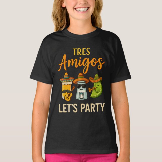 Camiseta Tres Amigos Tequila Salt Lime Cinco De Mayo (Anverso)