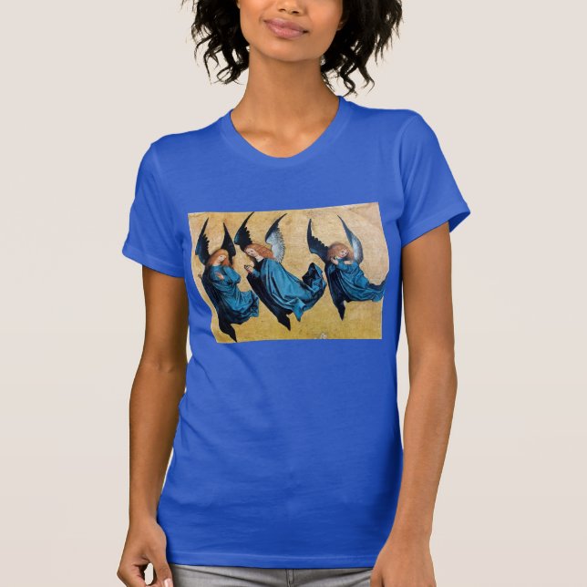 CAMISETA TRES ÁNGELES EN AZUL (Anverso)
