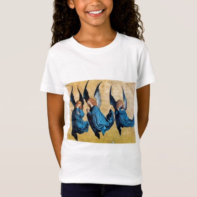 CAMISETA TRES ÁNGELES EN AZUL (Anverso)