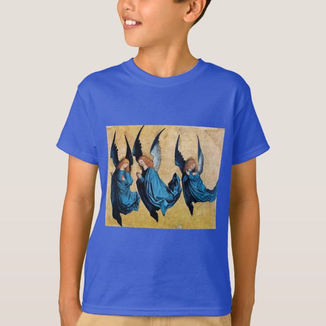 CAMISETA TRES ÁNGELES EN AZUL (Anverso)