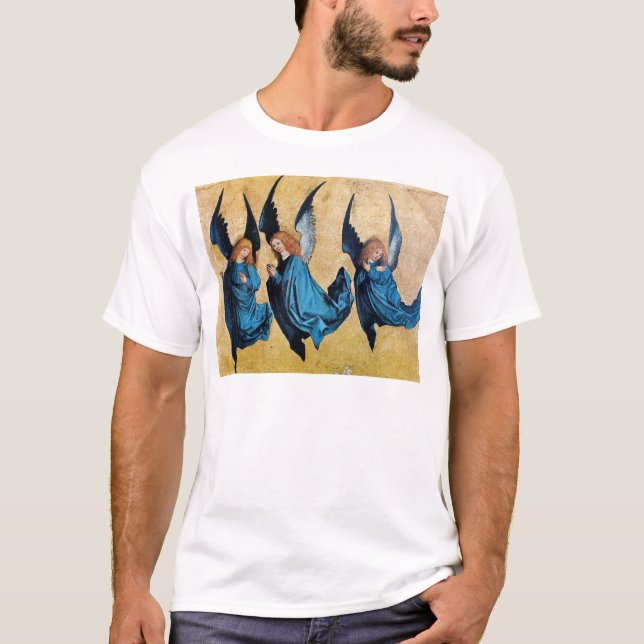 CAMISETA TRES ÁNGELES EN AZUL (Anverso)