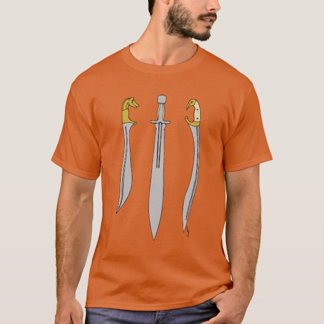 Camiseta Tres antiguas espadas griegas (Anverso)
