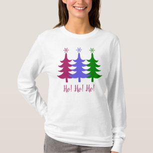 Camiseta ¡Tres Árboles navideños de Feliz Ho! ¡Ho! ¡Ho!