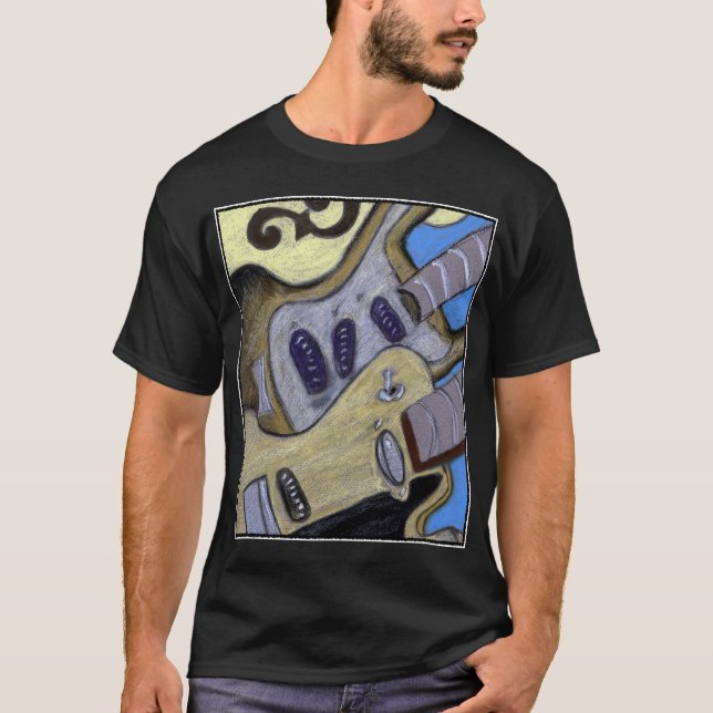 Camiseta Tres azules de la roca del jazz de las guitarras (Anverso)