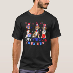 Camiseta Tres Beagles Feliz 4 De Julio Hombres De La Bander