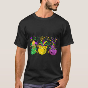Camiseta Tres bolos de Mardi Gras por sombreros de bufón en