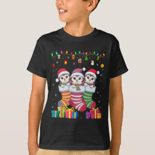 Camiseta Tres búhos nevados en calcetín divertidos niños ni