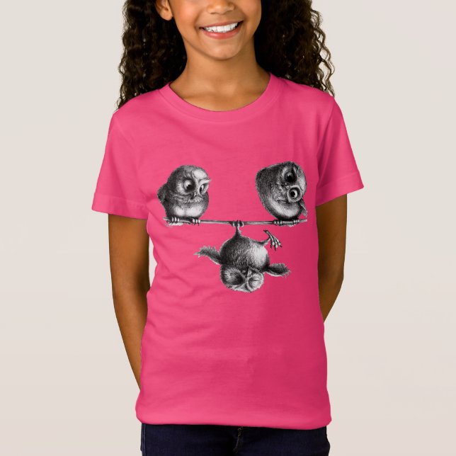 Camiseta Tres búhos ricas y divertidas - Libertad y diversi (Anverso)