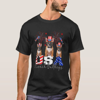 Camiseta Tres Bulldoges franceses de EE.UU. con Gorra Fla