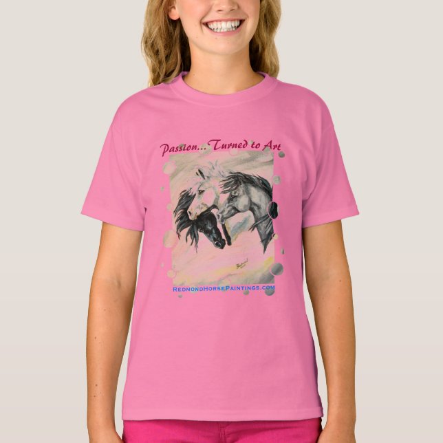 Camiseta Tres caballos grises con borde de punto (Anverso)