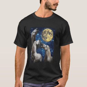 Camiseta Tres Caballos Luna 3 Caballos Aullando Divertido R