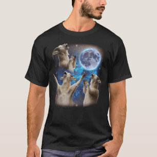 Camiseta Tres Cabras Afeitando En La Luna Raro Meme Goat