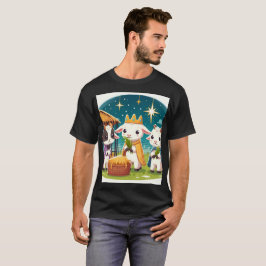 Camiseta tres cabras están paradas en un campo con una cana