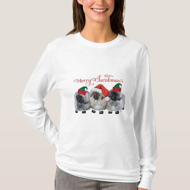 Camiseta Tres cachorros de Pekín Navidad (Anverso)