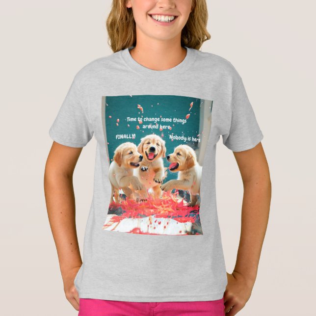 Camiseta Tres cachorros recuperadores de oro (Anverso)