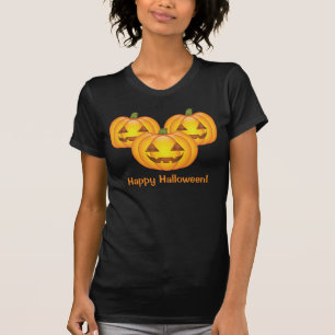 Camiseta Tres calabazas con texto de Halloween feliz