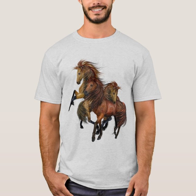 Camiseta Tres camisas de Stallions salvajes (Anverso)