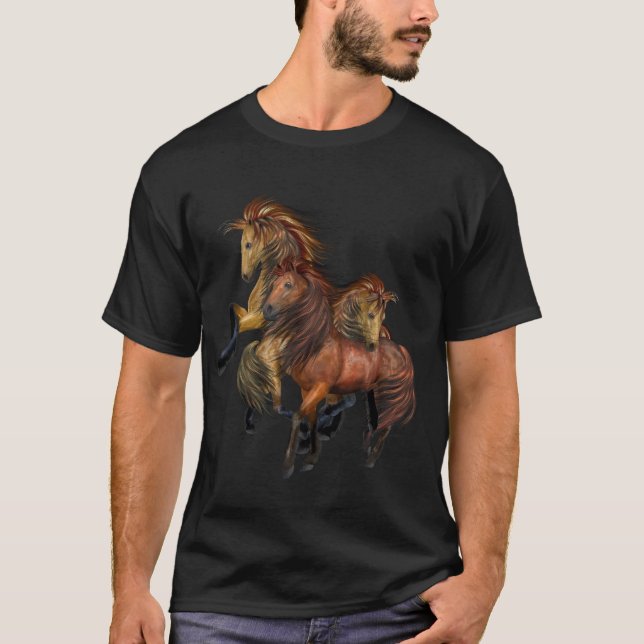 Camiseta Tres camisas de Stallions salvajes (Anverso)