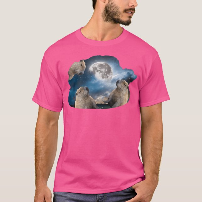 Camiseta Tres Capibaras Y Luna (Anverso)