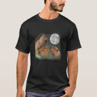 Tres Capybaras de la Luna. Graciosa parodia animal