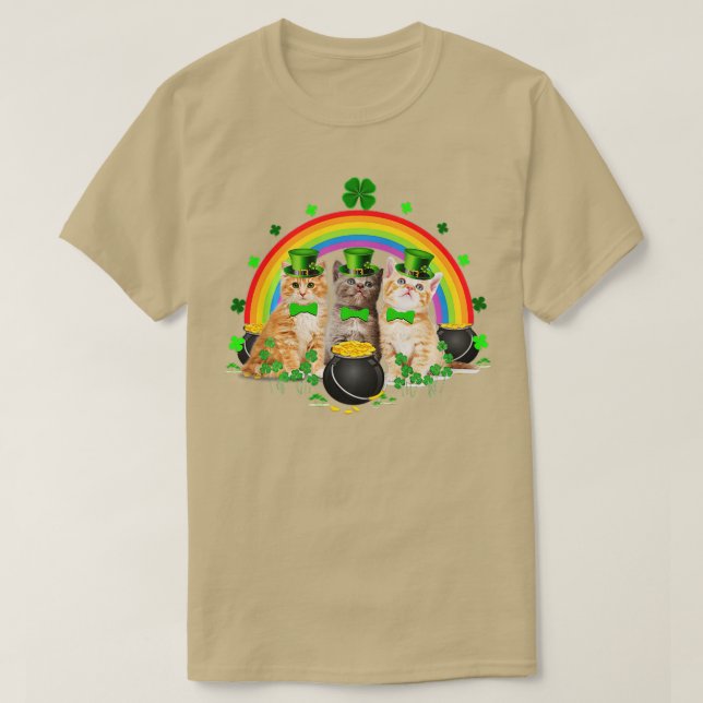 Camiseta Tres Cat St Patricks Day Kitty Kitten Lover Iris (Diseño del anverso)