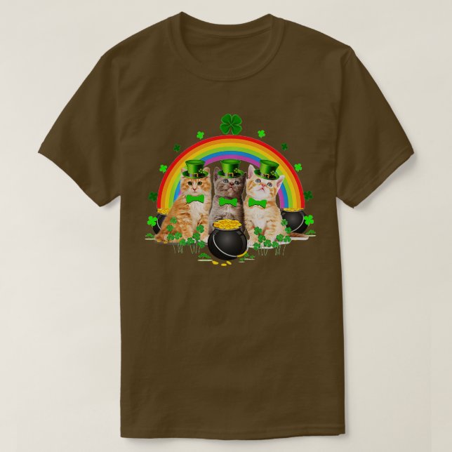 Camiseta Tres Cat St Patricks Day Kitty Kitten Lover Iris (Diseño del anverso)