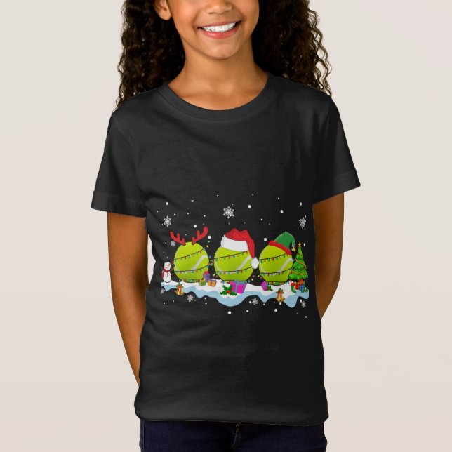 Camiseta Tres cerdas de tenis de renos de Santa ELF Cute Ch (Anverso)