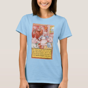 Camiseta Tres cerditos cocinando lobo, cuento de hadas vint