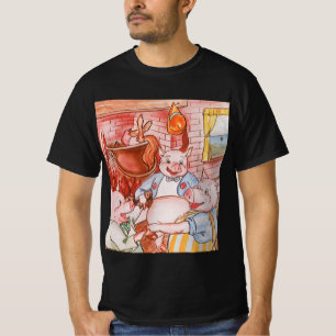 Camiseta Tres cerditos cocinando lobo, cuento de hadas vint