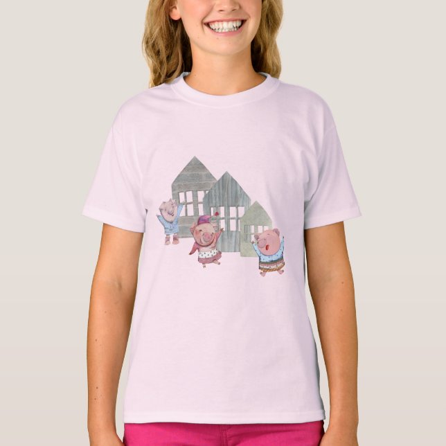Camiseta Tres Cerditos con sus casas (Anverso)