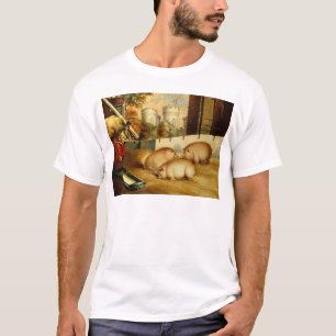 Camiseta Tres cerdos con el castillo en el fondo