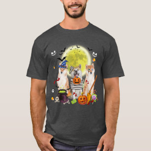 Camiseta Tres chiba inu perros bruja miedo momia Halloween