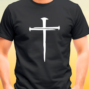 Camiseta Tres Clavos Cruz Blanca Cristiana Rugged