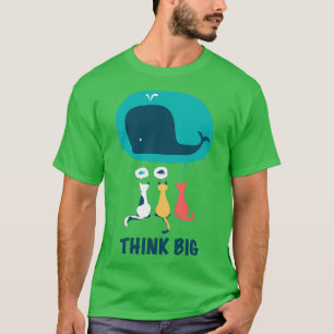 Camiseta Tres coloridos gatos y una gran ballena con pensam
