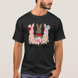 Camiseta Tres conejitos felices día de Pascua niños niños n