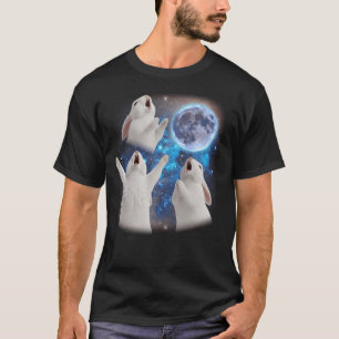 Camiseta Tres Conejos Amortiguando En El Meme De La Luna Ra